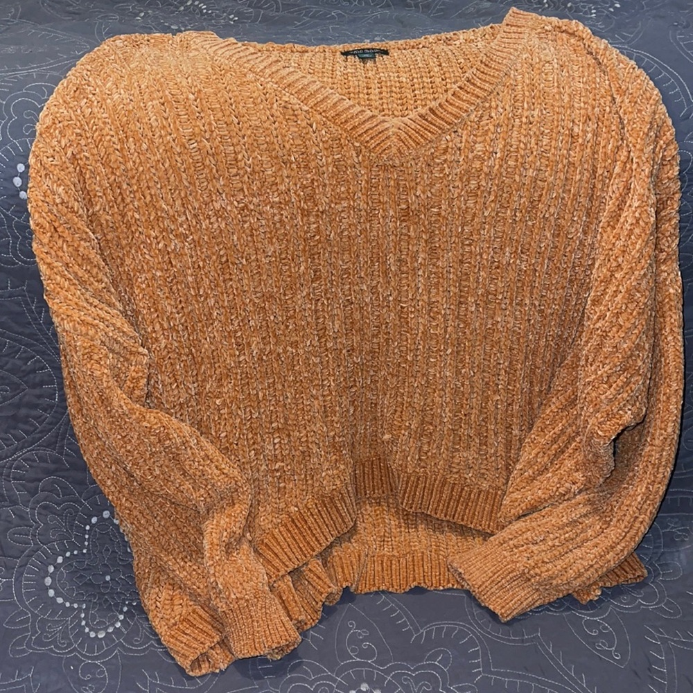 mustard chenille vneck sweater